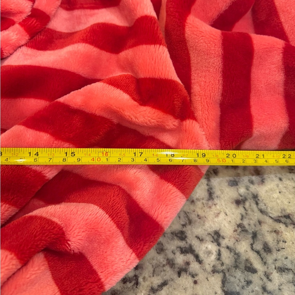 kate spade Red and Pink Striped Plush Robe - Picture 6 of 7
